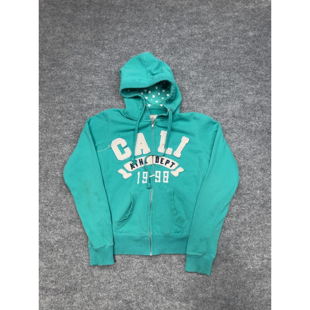 Reflex Cali‎ Athletic Dept Zip Hoodie Teal Green L Y2K Streetwear